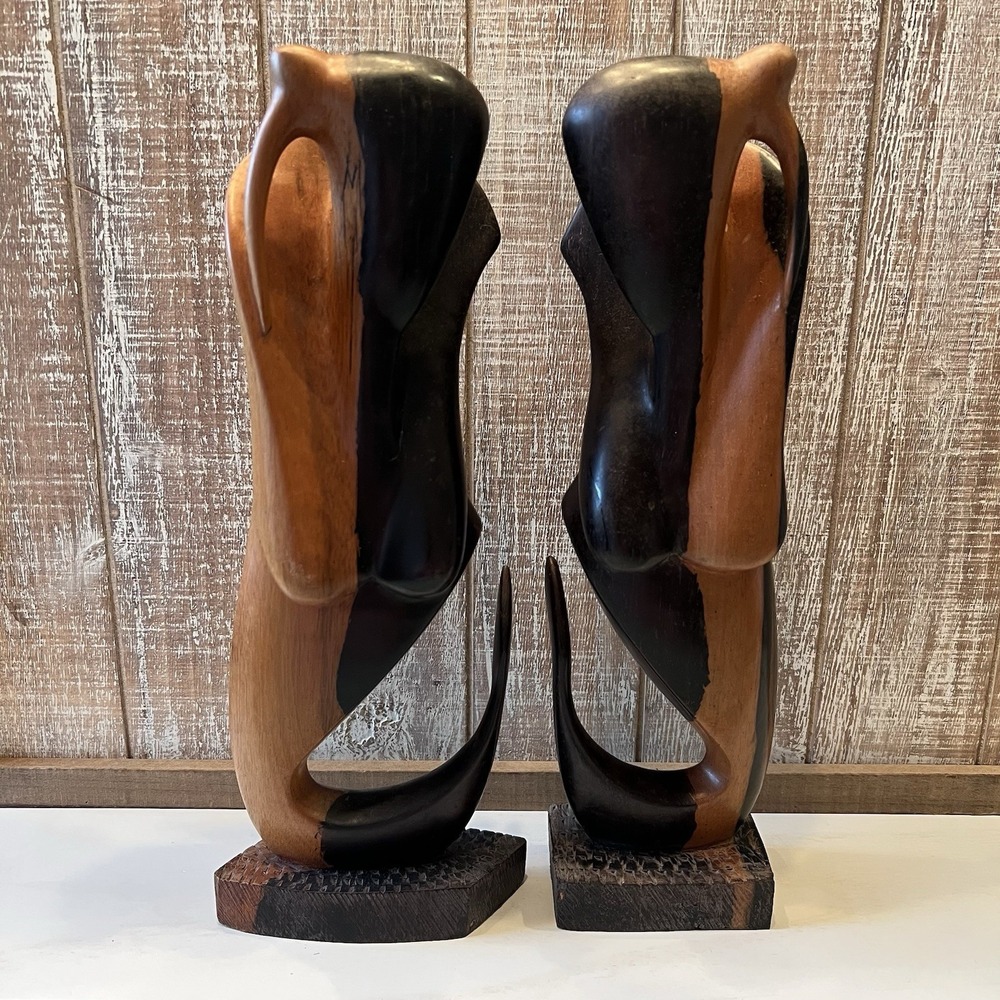 Modernist abstract Nigerian Hand‎ carved Wood Carvings Vintage